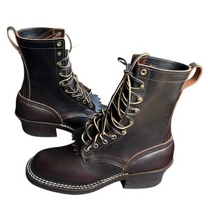 Nicks Handmade Boots Men’s Leather Thurman Brown Size 7.5 B Lace Up New